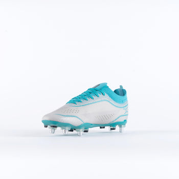 RSBA23Boots Cage Pro Pace 6 Stud Boots Cool Grey Aqua Senior, Instep Toe