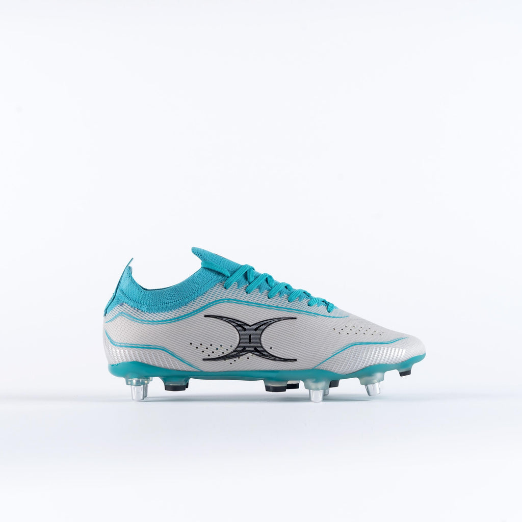 RSBA23Boots Cage Pro Pace 6 Stud Boots Cool Grey Aqua Senior, Outstep