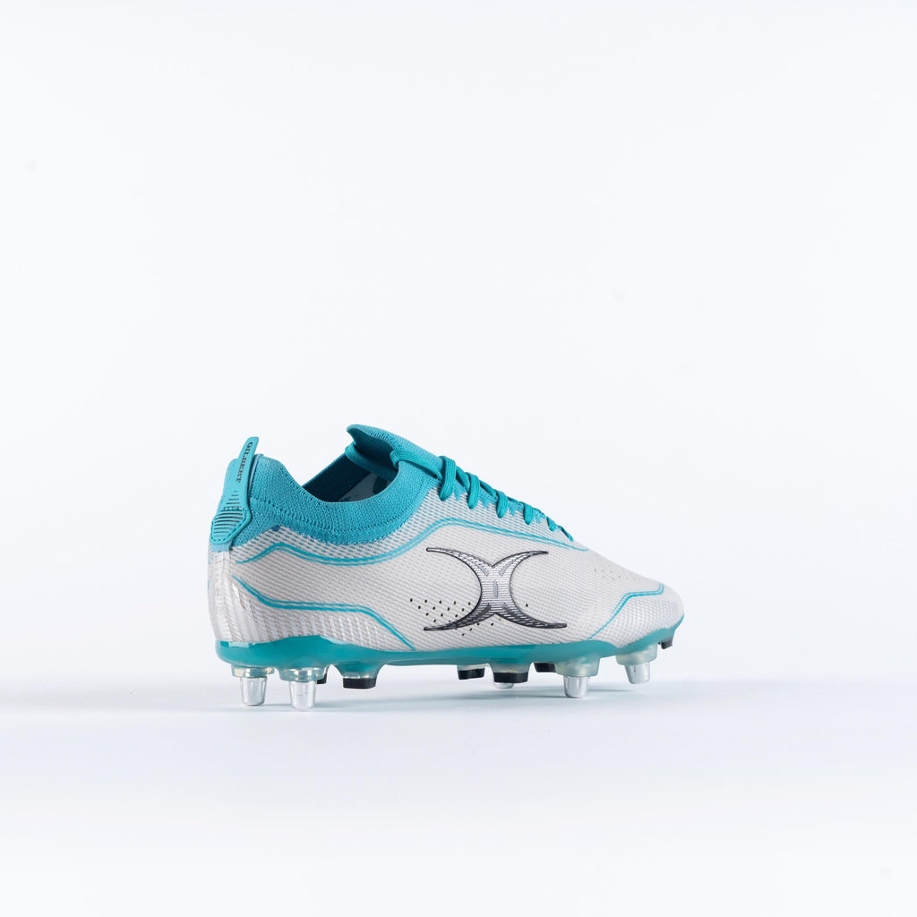 RSBA23Boots Cage Pro Pace 6 Stud Boots Cool Grey Aqua Senior, Outstep Heel