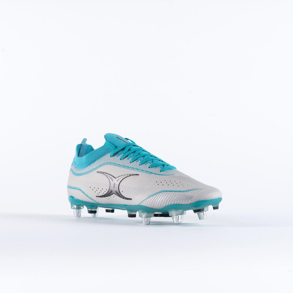 RSBA23Boots Cage Pro Pace 6 Stud Boots Cool Grey Aqua Senior, Outstep Toe